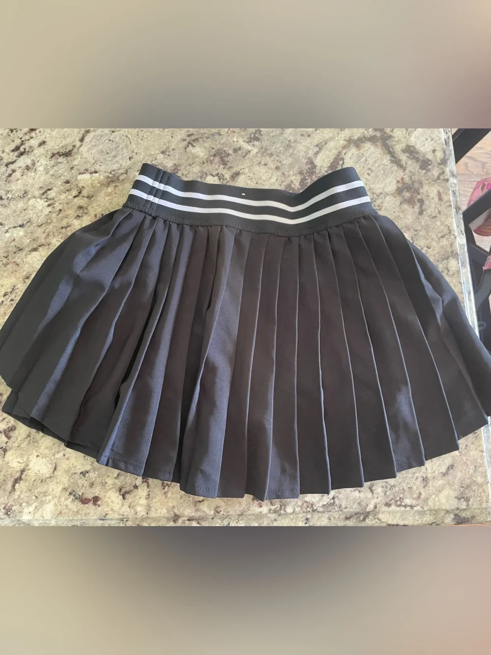 Justice Black Pleated Skort with Striped Waistband S